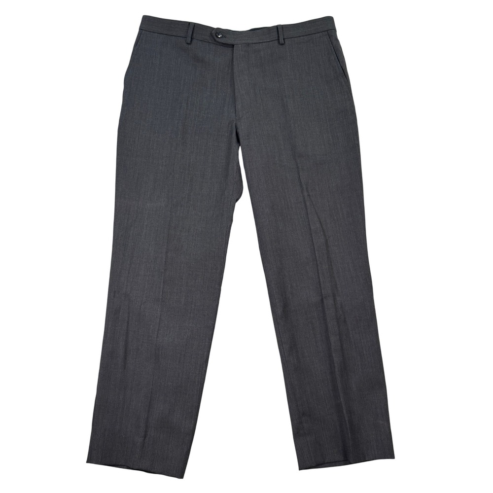 JOS A BANK TRAVELER Mens Wool Suit 46R Dark Gray Tailored Fit Pants 38x28 Casual - Picture 13 of 16